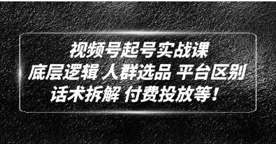 底层逻辑《视频号起号实战课》话术拆解，付费投放网赚项目-副业赚钱-互联网创业-资源整合点知成金